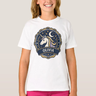 Himmels Einhorn Vintage Abzeichen Personalisiert T-Shirt