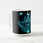 Himmels-Eule – Kosmische Weisheit Wildlife Galaxie Kaffeetasse (Vorderseite Links)