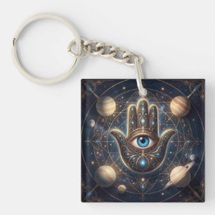 Himmels-Hamsa-Hand & Böser Blick Kosmischer Schutz Schlüsselanhänger