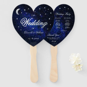 Himmels-Hochzeitsprogramm Mond Sterne & Kalligrafi Fächer