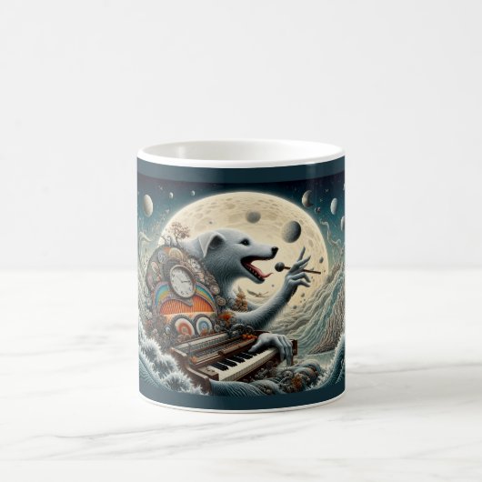 Himmels Hund Pianist Kaffeetasse (Mittel)