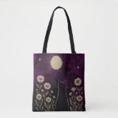 Himmels-Katze Blumen Violett Tasche (Vorderseite)
