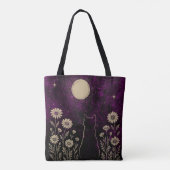 Himmels-Katze Blumen Violett Tasche (Rückseite)