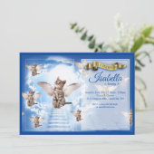 Himmels Katze zum Geburtstag Einladung (Stehend Vorderseite)