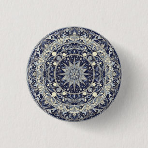 Himmels-Kompass-Mandala-Sternenmuster-Kunst Button