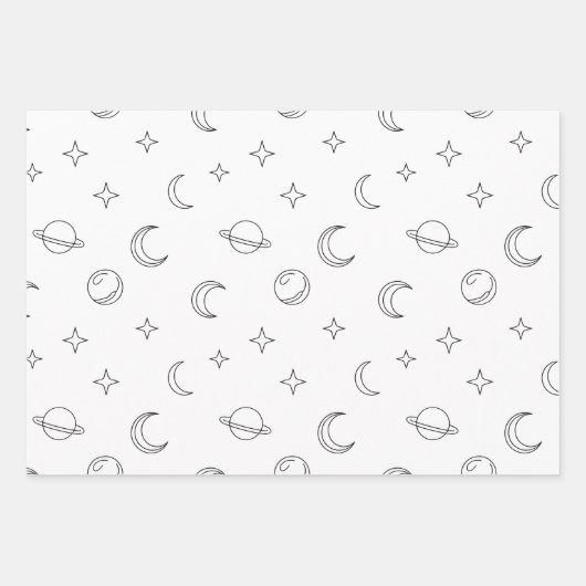 Himmels-Linienkunst Geschenkpapier Set (Vorderseite)