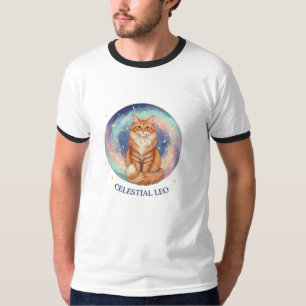 Himmels Löwe Katze Sternzeichen Astrologie Galaxie T-Shirt