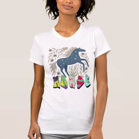 Himmels Pferd „HARD“ – Kosmische Graffiti-Kunst-De T-Shirt (Vorderseite)