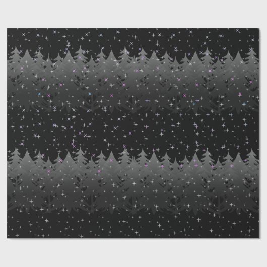 Himmels-Rosa spielt Baum-Schnee-grauen schwarzen Geschenkpapier (Flach)