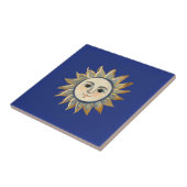 Himmels-Sonne mit Gesicht Gold und Dunkelblau Fliese (Seite)