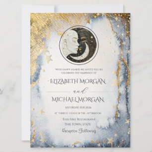 Himmels Sonne Mond Aquarell Hochzeit Einladung