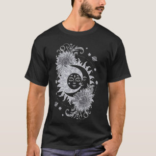Himmels-Sonne-Mond-Blumen-Astrologie-Mondphasen Vi T-Shirt