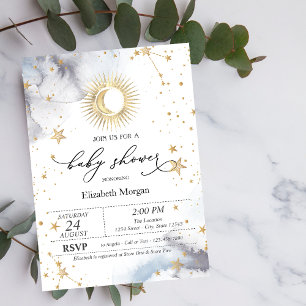 Himmels-Sonne, Mond, Sterne Baby Shower Einladung