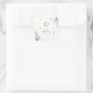 Himmels-Sonne, Mond, Sterne Baby Shower  Quadratischer Aufkleber