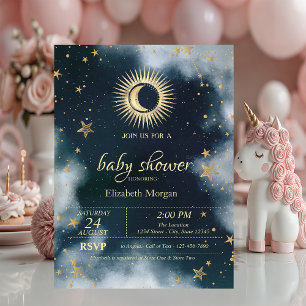 Himmels-Sonne, Mond, Sterne Nachthimmel Baby Showe Einladung