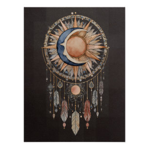 Himmels-Sonne-Mond-Traumfänger Poster