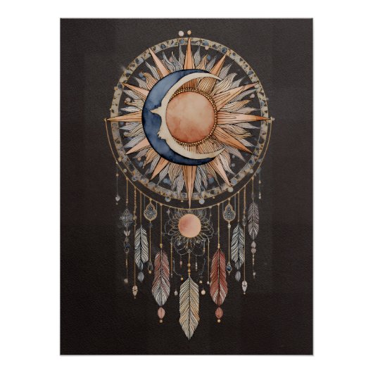 Himmels-Sonne-Mond-Traumfänger Poster (Vorderseite)