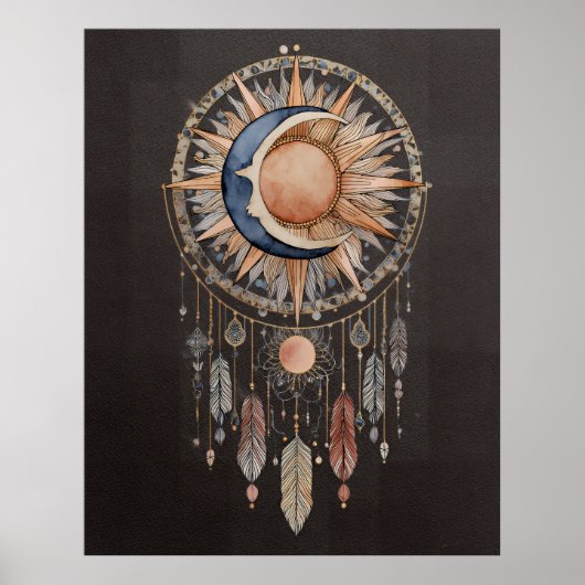 Himmels-Sonne-Mond-Traumfänger Poster (Vorne)