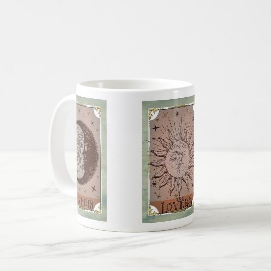 Himmels-Sonne & Mond Vintage-Tarotkarte Kaffeetasse (Vorderseite Links)