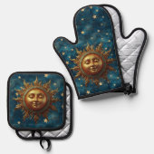 Himmels-Sonne Ofenhandschuh & Topflappen-Set (Vorderseite/Rückseite)