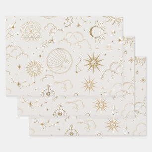 Himmels-Sonne und Mond Geschenkpapier Set