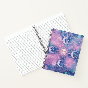 Himmels-Sonne- und Mond-Mandala-Galaxie-Nebel Notizblock