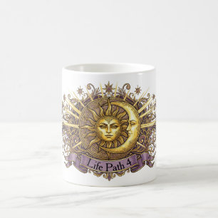 Himmels-Sonne- und Mond-Numerologie-Lebensweg Kaffeetasse