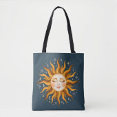 Himmels-Sonnengesicht Vintage Boho Kunst Tasche (Vorderseite)