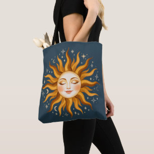 Himmels-Sonnengesicht Vintage Boho Kunst Tasche