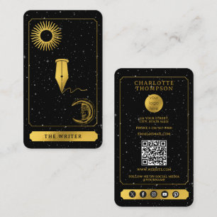 Himmels-Tarot-Logo Schwarz Gold Schriftsteller Aut Visitenkarte