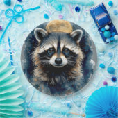 Himmels-Waschbär-Wasserfarben-Mond-Wald-Kunst Pappteller (Party)