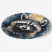 Himmels-Waschbär-Wasserfarben-Mond-Wald-Kunst Pappteller (Schrägansicht)