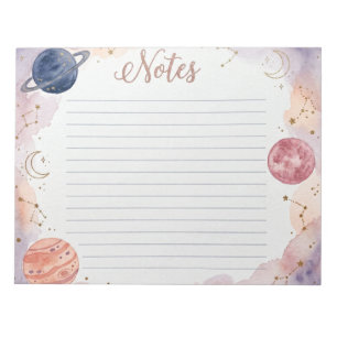 Himmels-Wasserfarben-Planeten Himmels-Notizblock Notizblock