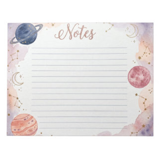 Himmels-Wasserfarben-Planeten Himmels-Notizblock Notizblock