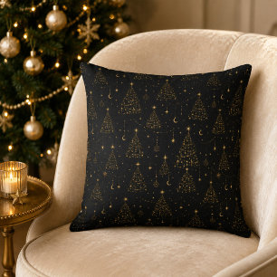 Himmels-Weihnachts-Wurfkissen Schwarz Gold Kissen