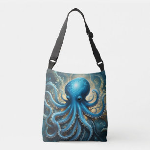 Himmels Wellen: Die Blaue Oktopus Fraktal Kunst Tragetaschen Mit Langen Trägern