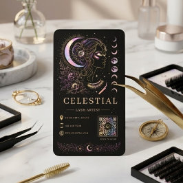 Himmels-Wimpernkünstlerin Luxus Schwarz Gold QR Sc Visitenkarte