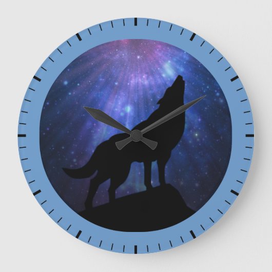 Himmels Wolf Große Wanduhr (Vorderseite)