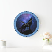 Himmels Wolf Große Wanduhr (Zuhause)