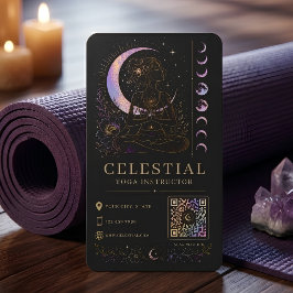 Himmels-Yoga-Instructor Luxus Schwarz Gold QR Visitenkarte