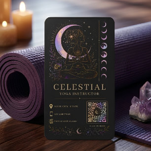 Himmels-Yoga-Instructor Luxus Schwarz Gold QR Visitenkarte