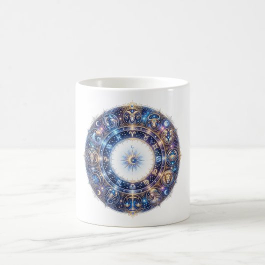 Himmels-Zodiakrad mit 12 Astrologie-Zeichen Kaffeetasse (Mittel)