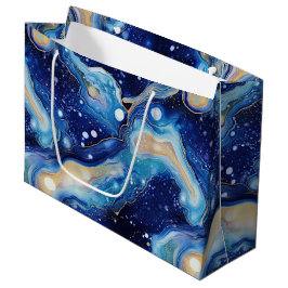 Himmelsabstrakte Galaxiekunst in blauen goldenen W Große Geschenktüte