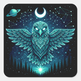 Himmelsadler – Sternenfreiheit Wildlife-Galaxie  Quadratischer Aufkleber