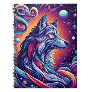 Himmelsalphawolf – Kosmische Fantasie Notizblock