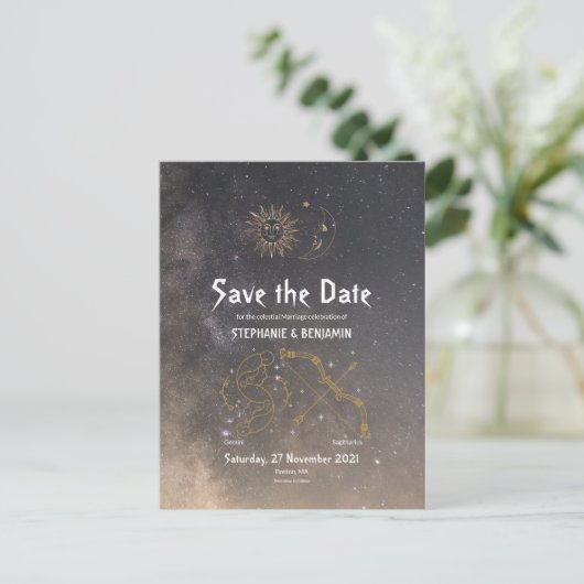 Himmelsastrologie Gemini Sagittarius Sternzeichen Ankündigungspostkarte (Stehend Vorderseite)