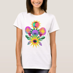 Himmelsaugen-Blumen-Symbol-Kunst T-Shirt