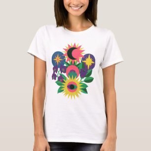 Himmelsaugen-Blumen-Symbol-Kunst T-Shirt