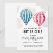 Himmelsballon Blau & Rosa Junge oder Mädchen Gesch Einladung (Vorne/Hinten)