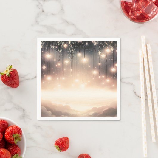 Himmelsbaum-Glühstars und Wolken verzaubert Serviette (Beispiel)